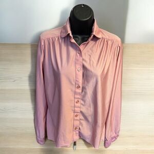 Vintage It's Gailord 1970s Dusty Rose Pink Blouse Secretary Geek Hipster Sz Med